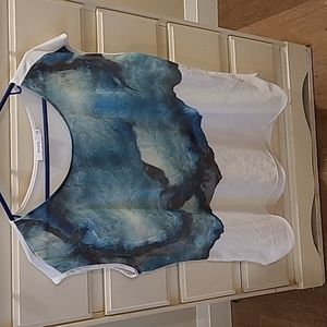 White Torquoise Pattern Shell Top